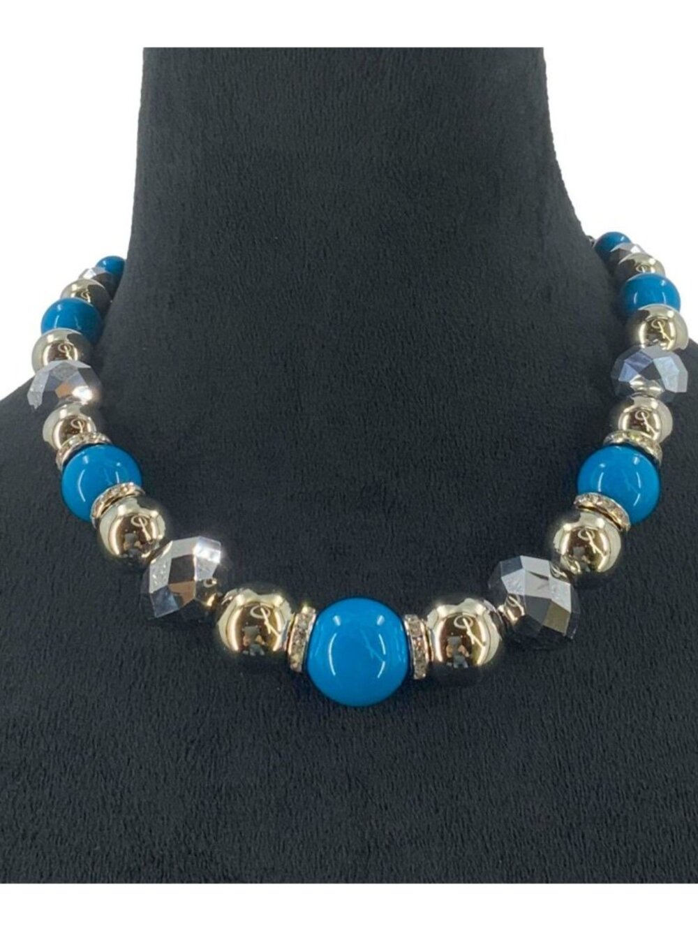Paparazzi Necklace Earrings Set Silver Tone Blue Beaded Adjustable Length New